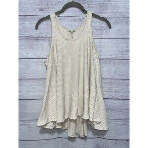 Rag Poets Women’s Sleeveless Waffle Creme Shirt Size Small